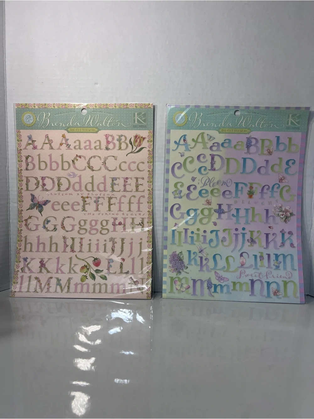 Brenda Walton K&Company Die Cut Alphabet Stickers Lot 6 Vintage Scrapbook Floral